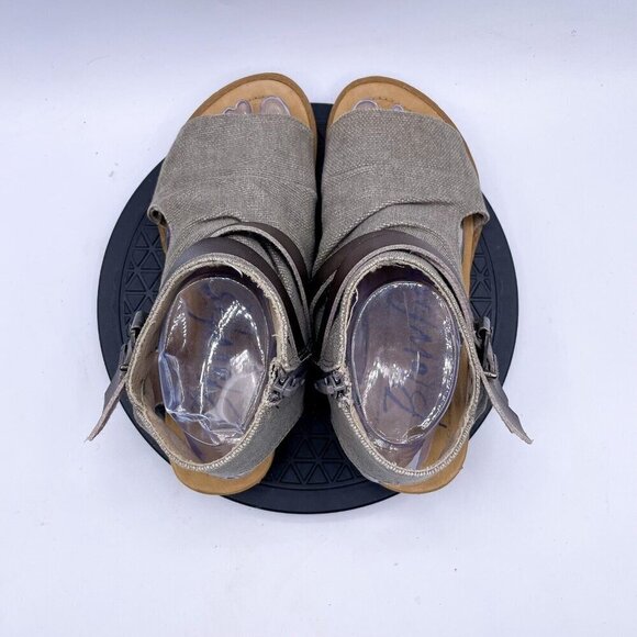 Blowfish Malibu Sandals Womens 8 Slingback brown Canvas Zipper Buckle Straps - Picture 8 of 9